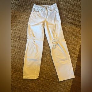 High-Waisted OG Loose Ripped White Jeans - Old Navy Size 00